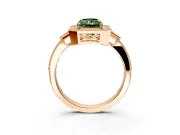 Halo Engagement Ring Setting for Fancy Green Radiant Cut Center with Milgrain Rim, Pave Band and Prong Head in Rose Gold