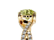 Solitaire Engagement Ring Setting for Fancy Yellow Round Cut Center with Narrow Twist Pave Band and Prong Head in Yellow Gold
