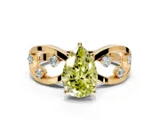 Solitaire Engagement Ring Setting for Fancy Yellow Pear-Shaped Center with Criss-Cross Accent Band and Prong Head in Yellow Gold