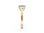 Solitaire Engagement Ring Setting for Fancy Blue Radiant Cut Center with Open Cathedral Shoulders and Prong Head in Yellow Gold