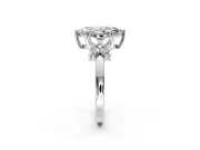 Floral Engagement Ring Setting for Marquise Center with Marquise Cluster Shoulders and Prong Head in White Gold