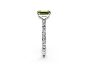 Solitaire Engagement Ring Setting for Fancy Yellow Emerald Cut Center with Shared-Prong Accents and Prong Head in Platinum