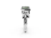 Halo Engagement Ring Setting for Fancy Green Princess Cut Center with Floral Band and Prong Head in White Gold