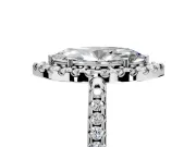 Pave Halo Engagement Ring Setting for Marquise Center with Single Row Pave Band and Prong Head in Sterling Silver