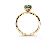 Hidden Halo Engagement Ring Setting for Fancy Green Radiant Cut Center with Thin Round-Wire Band and Prong Head in Yellow Gold
