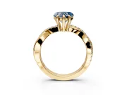 Solitaire Engagement Ring Setting for Fancy Blue Heart-Shaped Center with Half-Pave Crossover Band and Prong Head in Yellow Gold