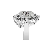 Starburst Halo Engagement Ring Setting for Heart-Shaped Center with Flat Cathedral Band and Prong Head in Platinum