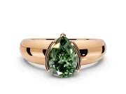 Tension Engagement Ring Setting for Fancy Green Pear-Shaped Center with Wide Flat Band and Tension Head in Rose Gold