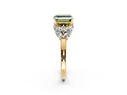 Leaf Cluster Engagement Ring Setting for Fancy Green Asscher Cut Center with Marquise Accents and Prong Head in Yellow Gold