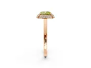 Halo Engagement Ring Setting for Fancy Yellow Cushion Cut Center with Plain Tapered Band and Prong Head in Rose Gold