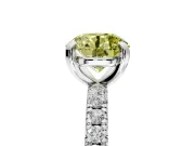 Solitaire Engagement Ring Setting for Fancy Yellow Round Cut Center with Shared-Prong Accents and Prong Head in Sterling Silver