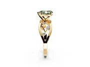 Solitaire Engagement Ring Setting for Fancy Green Pear-Shaped Center with Criss-Cross Accent Band and Prong Head in Yellow Gold