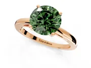 Solitaire Engagement Ring Setting for Fancy Green Round Cut Center with Basket Rail and Prong Head in Rose Gold