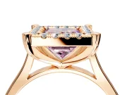 Single Halo Engagement Ring Setting for Fancy Pink Princess Cut Center with Corner Claws, Plain Band and Prong Head in Rose Gold
