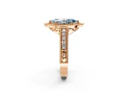 Milgrain Halo Engagement Ring Setting for Fancy Blue Marquise Center with Pave Band and Prong Head in Rose Gold