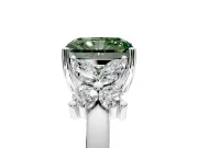 Floral Engagement Ring Setting for Fancy Green Radiant Cut Center with Marquise Cluster Shoulders and Prong Head in Sterling Silver
