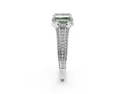 Solitaire Engagement Ring Setting for Fancy Green Princess Cut Center with Accented Split Shank and Prong Head in Platinum