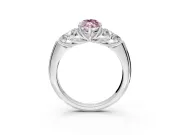 Cluster Engagement Ring Setting for Fancy Pink Marquise Center with Round Cut Accent Frame and Prong Head in Platinum