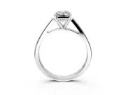 Solitaire Engagement Ring Setting for Emerald Cut Center with Tapered Split Shoulders and Prong Head in Platinum