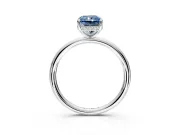 Solitaire Engagement Ring Setting for Fancy Blue Radiant Cut Center with Plain Band, Open Basket and Prong Head in Platinum