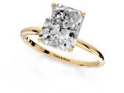 Solitaire Engagement Ring Setting for Radiant Cut Center with Straight Thin Band and Prong Head in Yellow Gold