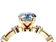 Solitaire Engagement Ring Setting for Fancy Blue Oval Center with Bezel Station Band and Prong Head in Yellow Gold