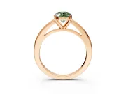 Solitaire Engagement Ring Setting for Fancy Green Oval Center with Flat-Sided Plain Band and Prong Head in Rose Gold