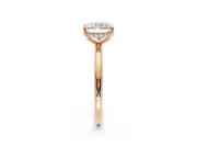 Solitaire Engagement Ring Setting for Radiant Cut Center with Plain Band, Open Basket and Prong Head in Rose Gold