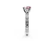 Solitaire Engagement Ring Setting for Fancy Pink Heart-Shaped Center with XO Engraved Band and Prong Head in Platinum