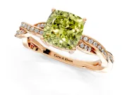 Solitaire Engagement Ring Setting for Fancy Yellow Cushion Cut Center with Twisted Pave Band and Prong Head in Rose Gold