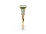 5 Stone Engagement Ring Setting for Fancy Green Asscher Cut Center with Graduated Accents and Prong Head in Yellow Gold