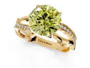 Solitaire Engagement Ring Setting for Fancy Yellow Round Cut Center with Pave and Plain Crossover Band and Prong Head in Yellow Gold