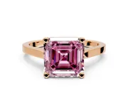 Solitaire Engagement Ring Setting for Fancy Pink Asscher Cut Center with Tapered Shoulders and Prong Head in Rose Gold