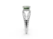 Halo Engagement Ring Setting for Fancy Green Princess Cut Center with Rope Twist Split Shank and Prong Head in White Gold