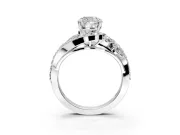 Halo Engagement Ring Setting for Cushion Cut Center with Marquise and Pave Bypass Band and Prong Head in Sterling Silver