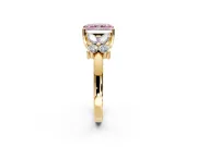 Floral Engagement Ring Setting for Fancy Pink Radiant Cut Center with Marquise Cluster Shoulders and Prong Head in Yellow Gold