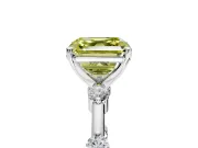 Solitaire Engagement Ring Setting for Fancy Yellow Asscher Cut Center with Bezel Station Band and Prong Head in Sterling Silver