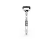 Solitaire Engagement Ring Setting for Fancy Black Radiant Cut Center with Pave Accents and Prong Head in Platinum