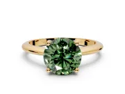 Solitaire Engagement Ring Setting for Fancy Green Round Cut Center with Knife Ridge Band and Claw Prong Head in Yellow Gold
