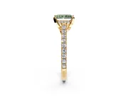 Solitaire Engagement Ring Setting for Fancy Green Radiant Cut Center with Widening Pave Band and Claw Prong Head in Yellow Gold