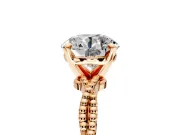 Solitaire Engagement Ring Setting for Round Cut Center with Twist Band and Bead Prong Head in Rose Gold