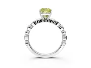 Solitaire Engagement Ring Setting for Fancy Yellow Cushion Cut Center with Beaded Bezel Station Band and Prong Head in White Gold