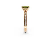 Milgrain Pave Engagement Ring Setting for Fancy Yellow Emerald Cut Center with Accent Band and Prong Head in Rose Gold