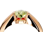 Tension Engagement Ring Setting for Fancy Yellow Pear-Shaped Center with Wide Tapered Band and Tension Head in Rose Gold