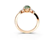 Solitaire Engagement Ring Setting for Fancy Green Marquise Center with Marquise Flower Shoulders and Prong Head in Rose Gold