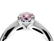 Solitaire Engagement Ring Setting for Fancy Pink Pear-Shaped Center with Reverse Tapered Band and Prong Head in Sterling Silver