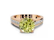Solitaire Engagement Ring Setting for Fancy Yellow Round Cut Center with Channel Band and Double Claw Prong Head in Rose Gold