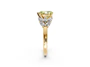 Leaf Cluster Engagement Ring Setting for Fancy Yellow Pear-Shaped Center with Marquise Accents and Prong Head in Yellow Gold