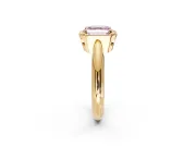 Halo Engagement Ring Setting for Fancy Pink Asscher Cut Center with Tapered Plain Band and Prong Head in Yellow Gold
