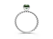 Solitaire Engagement Ring Setting for Fancy Green Emerald Cut Center with Plain Twisted Rope Band and Prong Head in Platinum